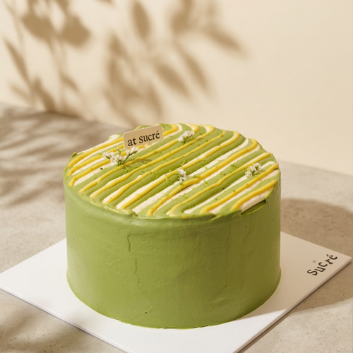 Jasmine Lime Citrus Matcha Cake by at sucré Singapore - fresh matcha cream cake Everton Park