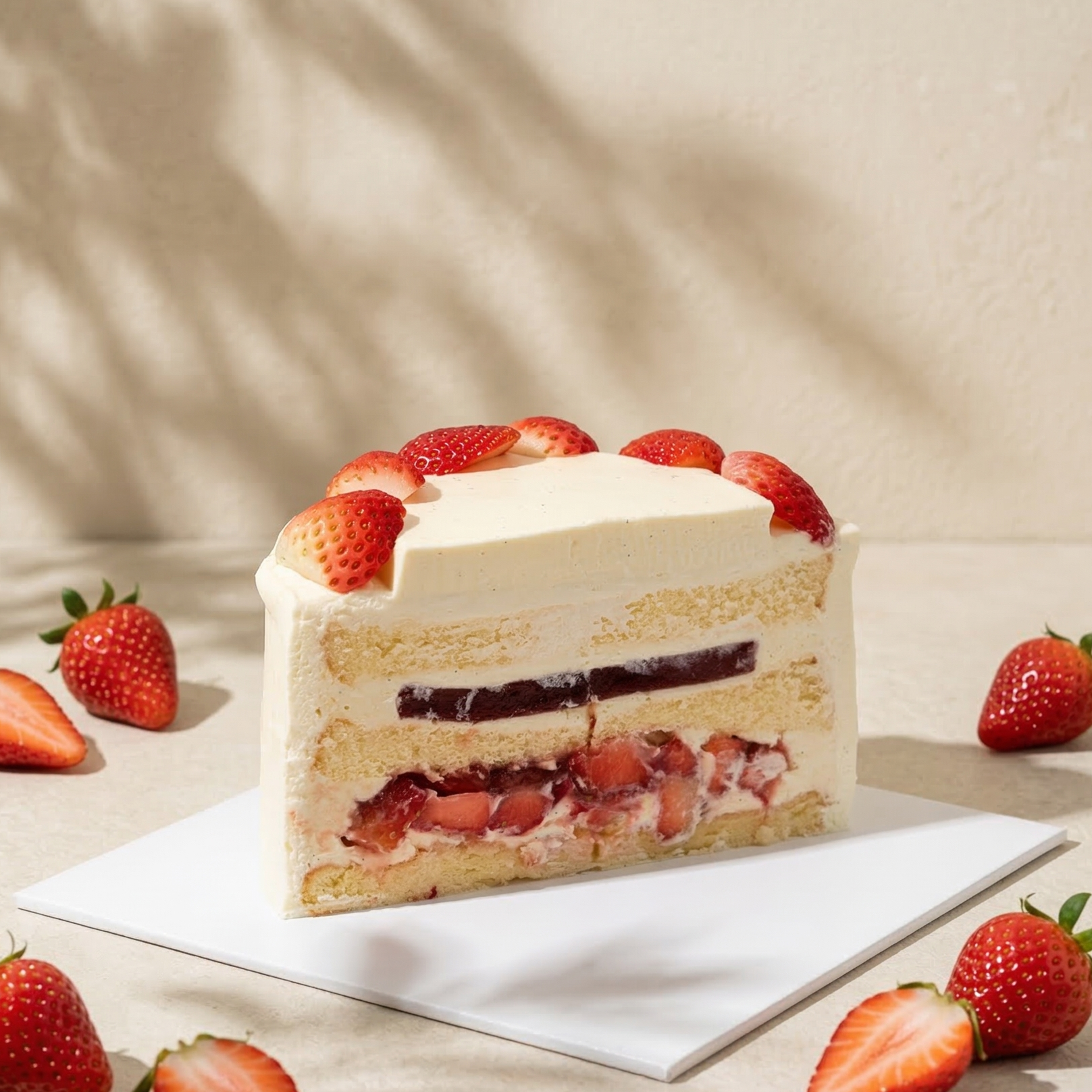 Tahitian Vanilla and Strawberry Cake by at sucré Singapore - fresh cream cake Everton Park
