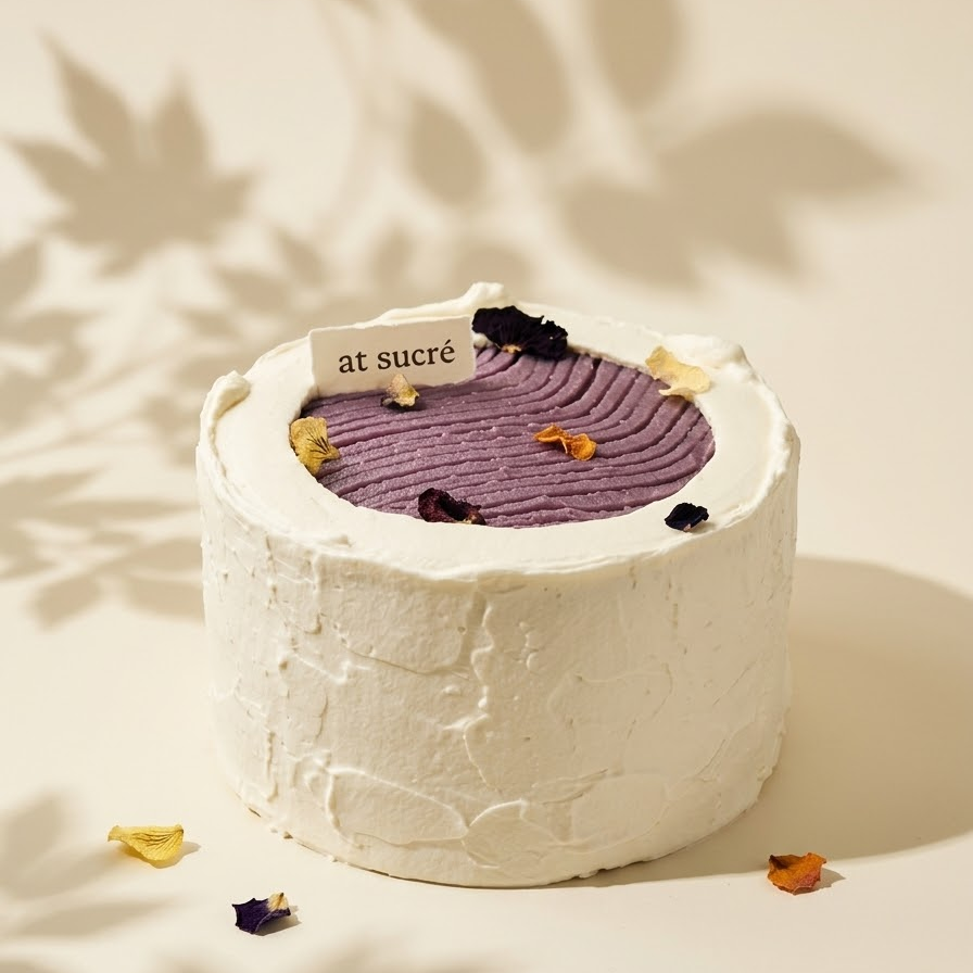 Taro and Salted Egg Yolk Mochi Cake by at sucré Singapore - fresh cream cake Everton Park